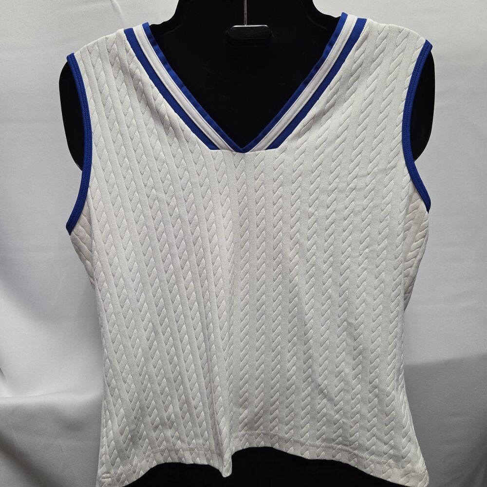 VTG Wimbledon All England Lawn Tennis Sweater Vest Club V-Neck Cable Knit S - Picture 3 of 8